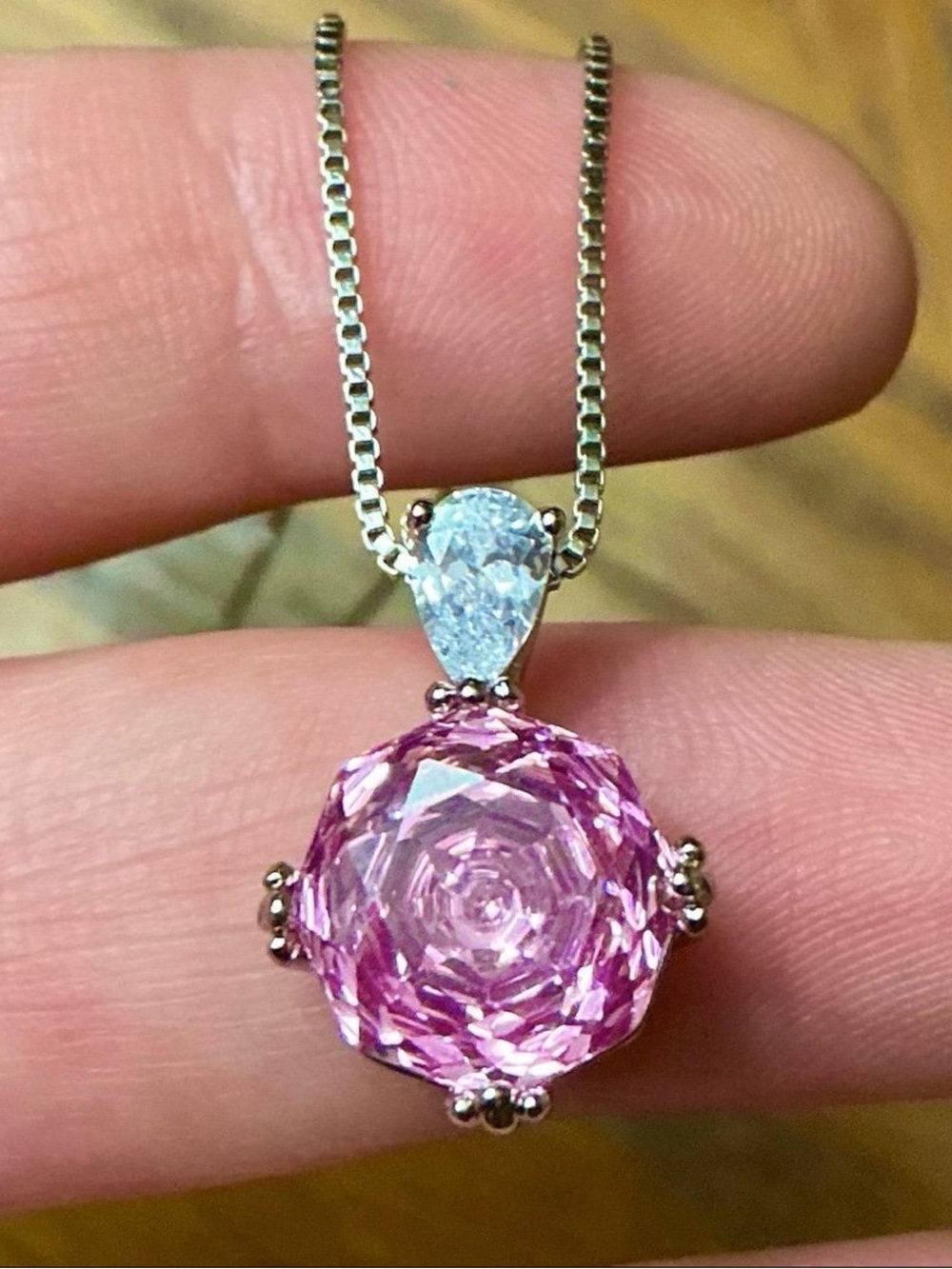 Rose Necklace 925 Sterling Silver Rose Flower Necklace CZ Crystal Pendant